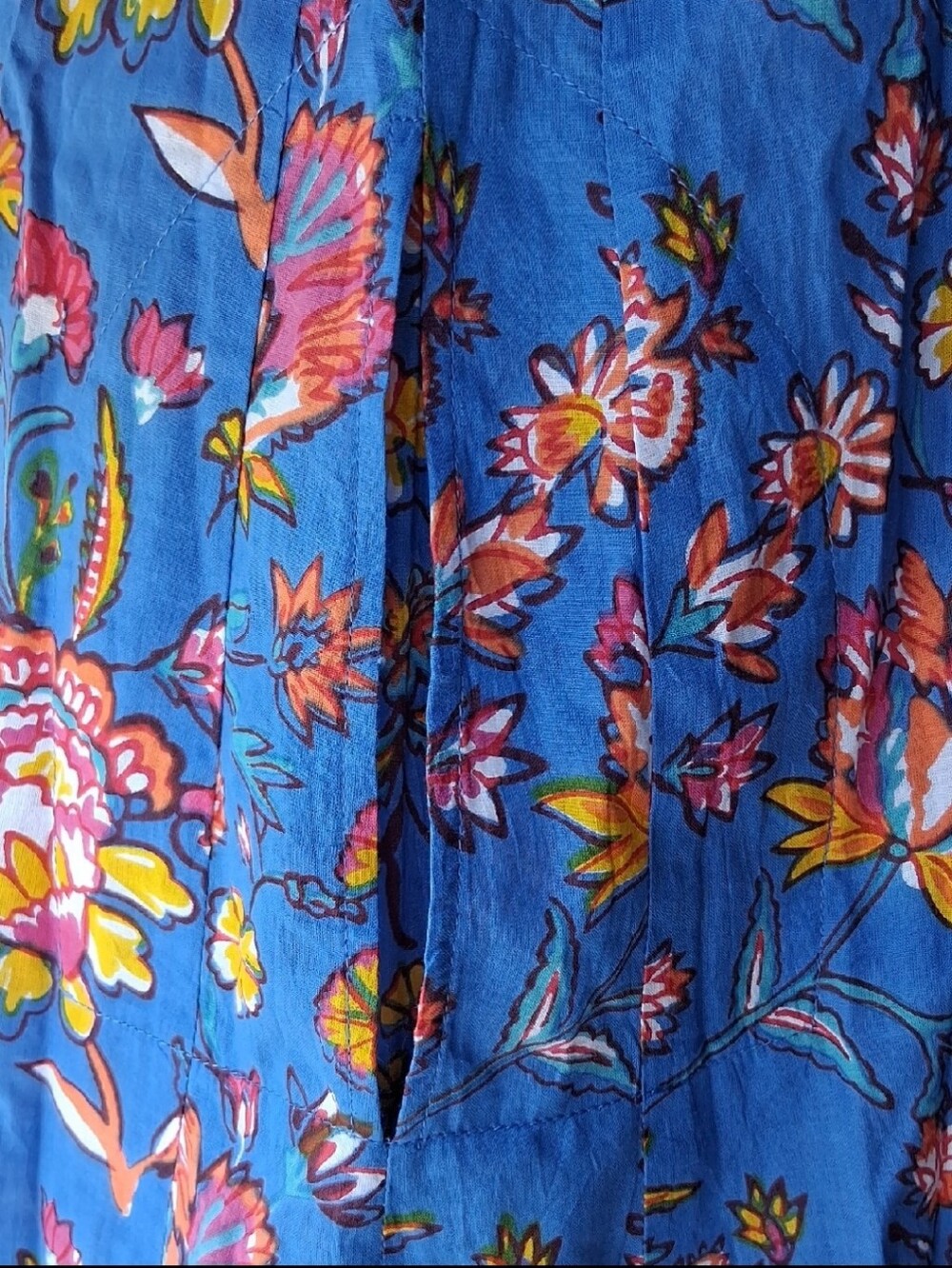 Ro's Garden Blair Blue Floral Button-Front Midi Dress M - Picture 4 of 9